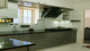 Grey modern kitchen interior