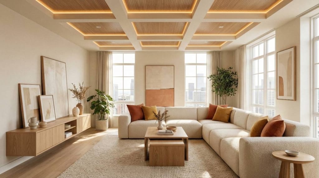 Modular kitchen design with optimized storage and contemporary finishes