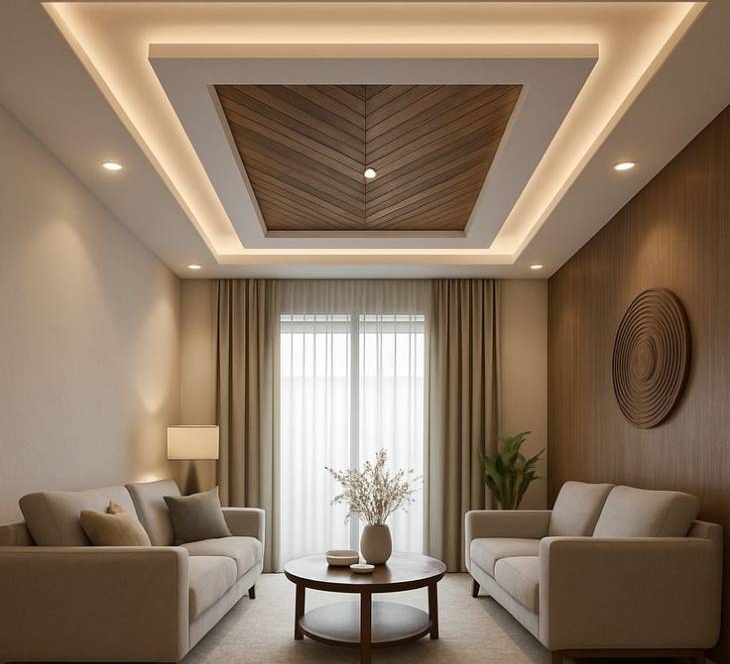 Modern false ceiling design with lighting in Bangalore