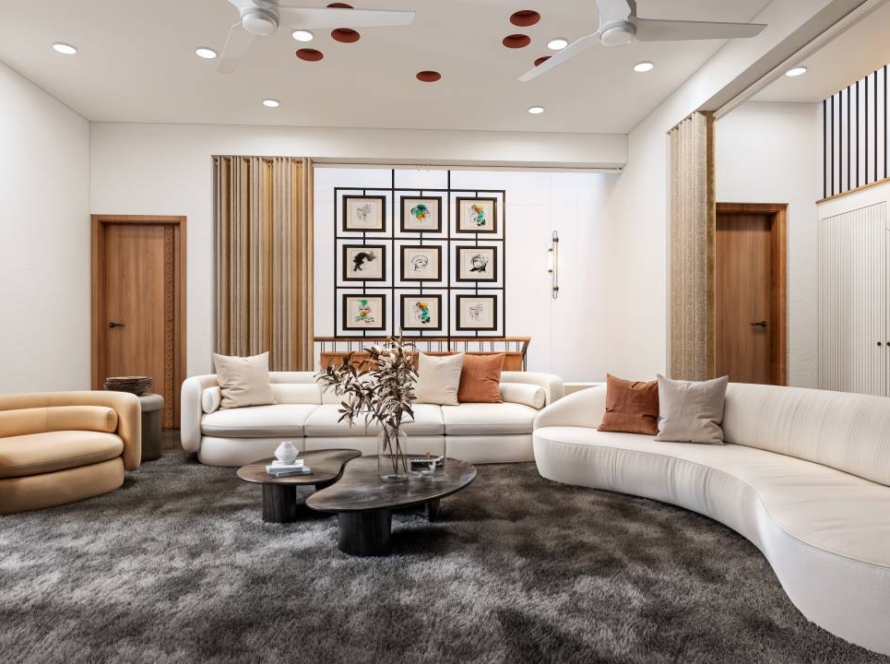 Modern 2BHK interior design in Bangalore showcasing cost-effective modular kitchen and living room design