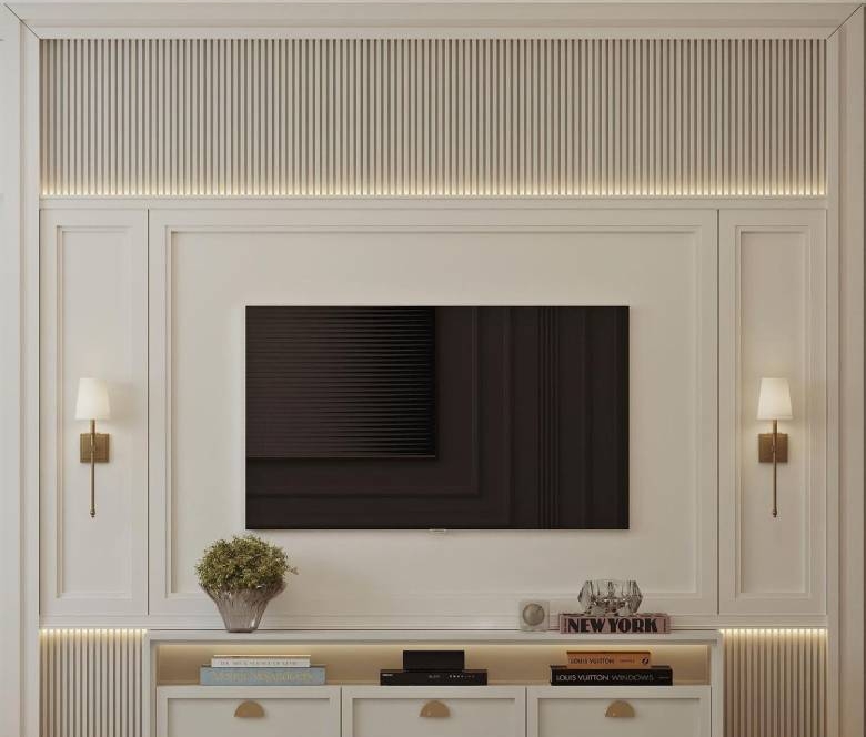 Modern entertainment unit design for living room in Bangalore