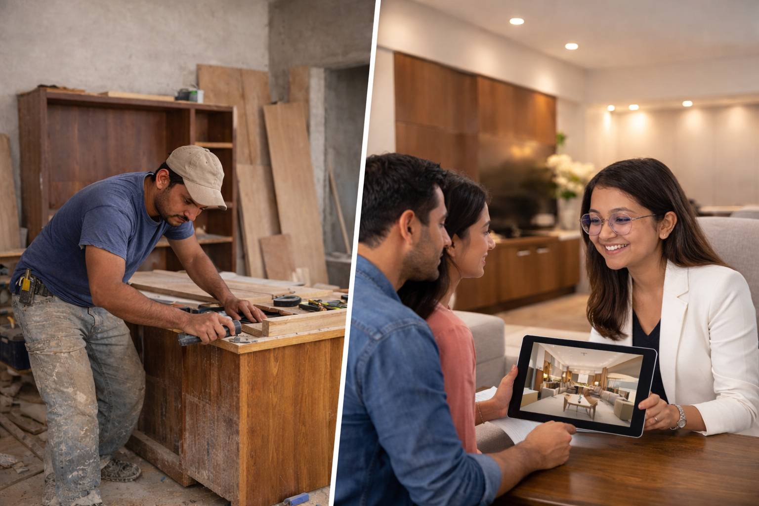 Carpenter vs interior designer comparison for home interior design