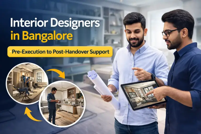 Interior designers in Bangalore providing pre-execution to post-handover interior design support for residential homes