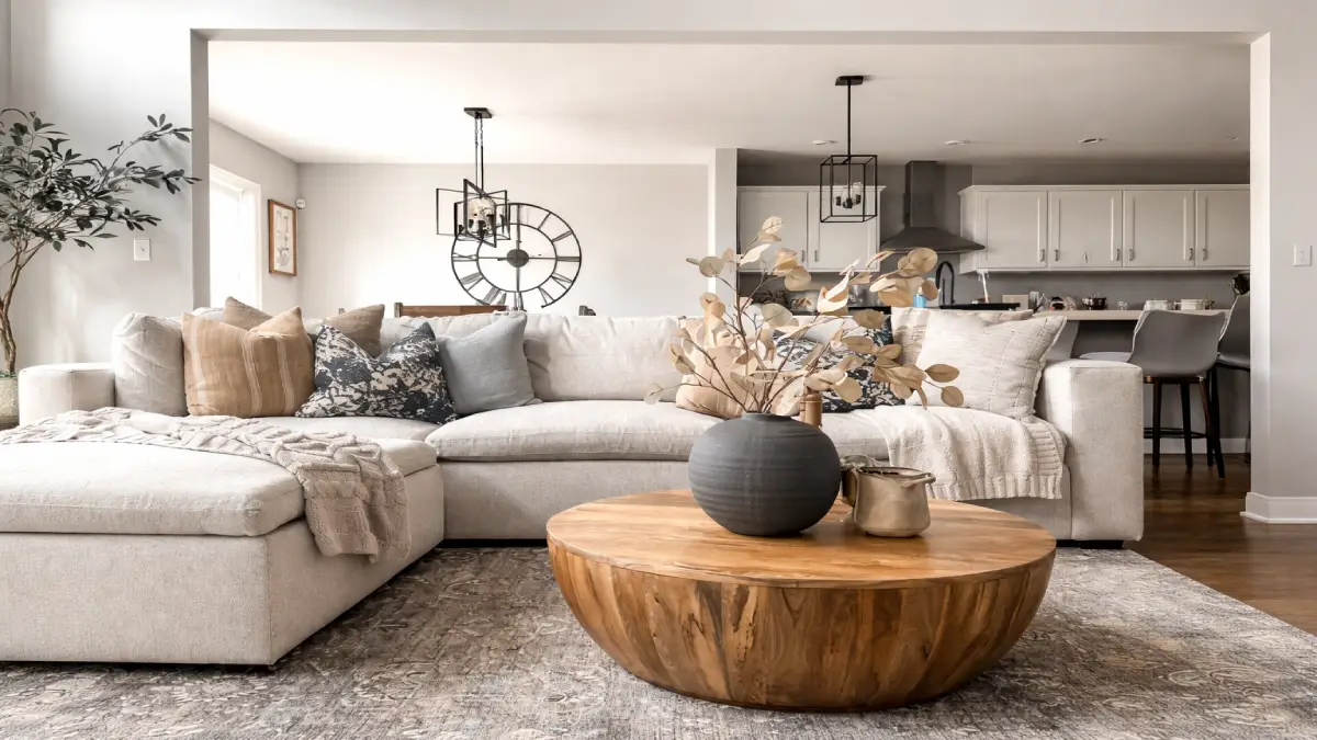 How to balance wall decor with furniture and lighting in a modern living room