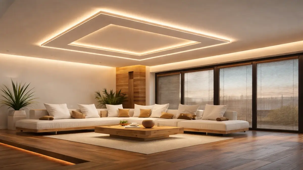 Modern false ceiling design for hall with cove LED lighting in Bangalore apartment