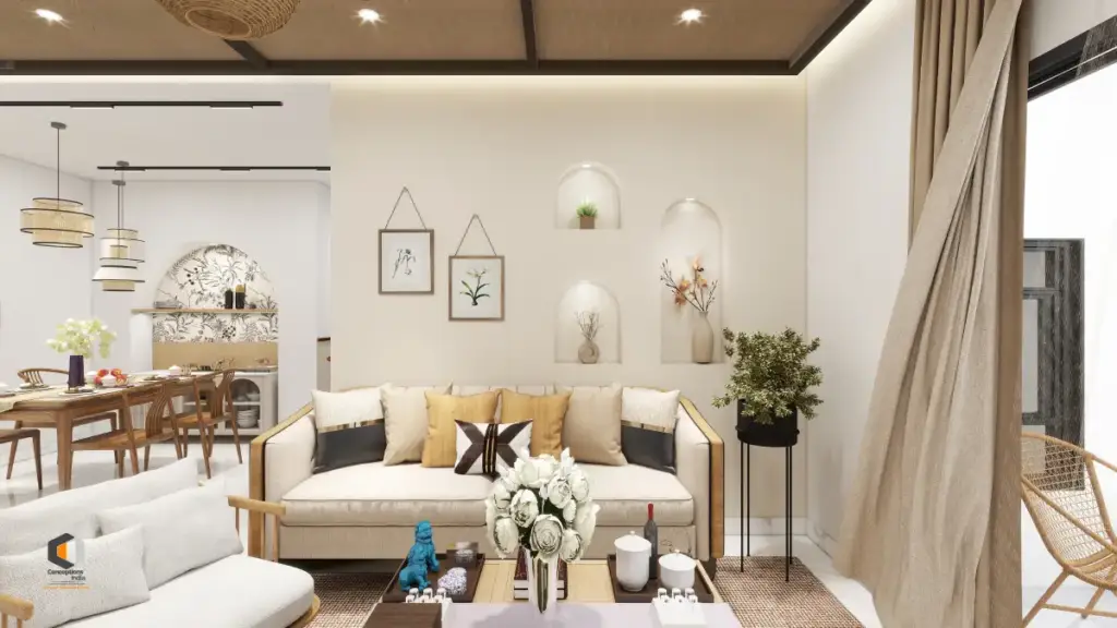 Timeless lifestyle interior design with a neutral living room layout planned for long-term comfort and everyday use