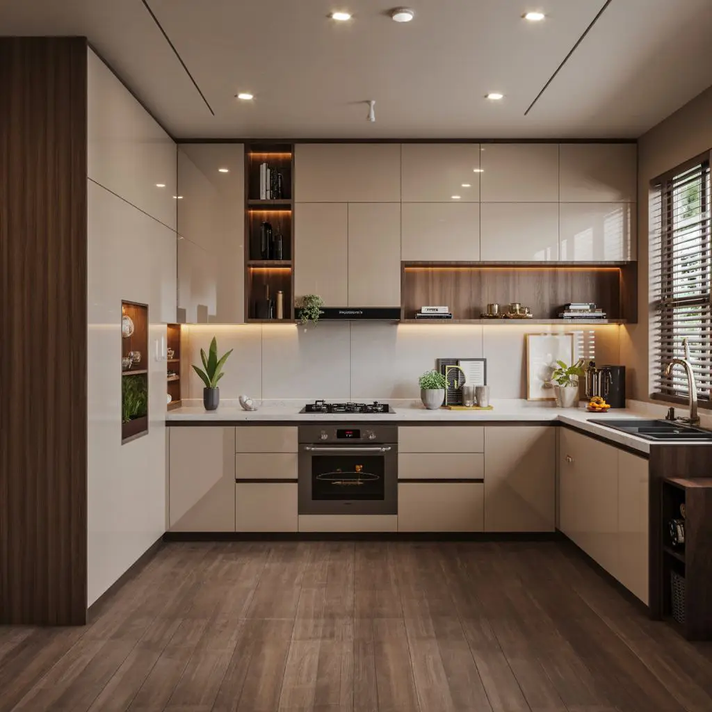 under cabinet lighting to make small homes look bigger in modular kitchen