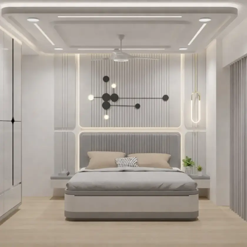 modern luxury ceiling design for bedroom with cove lighting