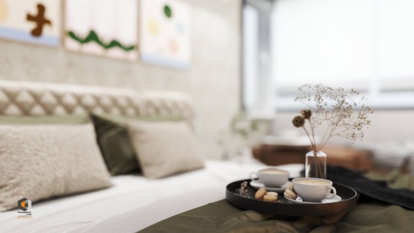 Elegant bedroom decor close-up showing styling elements for interior design vs interior decorating.