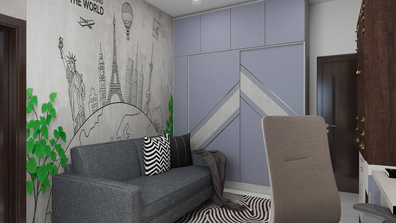 Transform Your Home with Unique Wallpaper Designs 1 bedroom interior with modern wallpaper design and illustrated wall art showcasing creative wall decor ideas